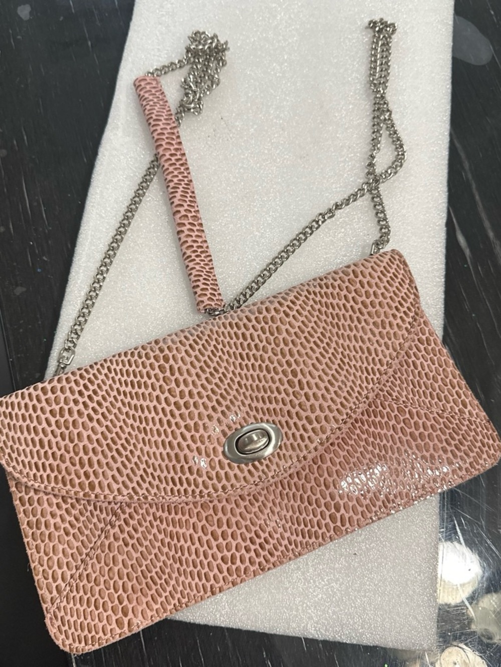 Sorial Blush Pink Textured Chain Clutch